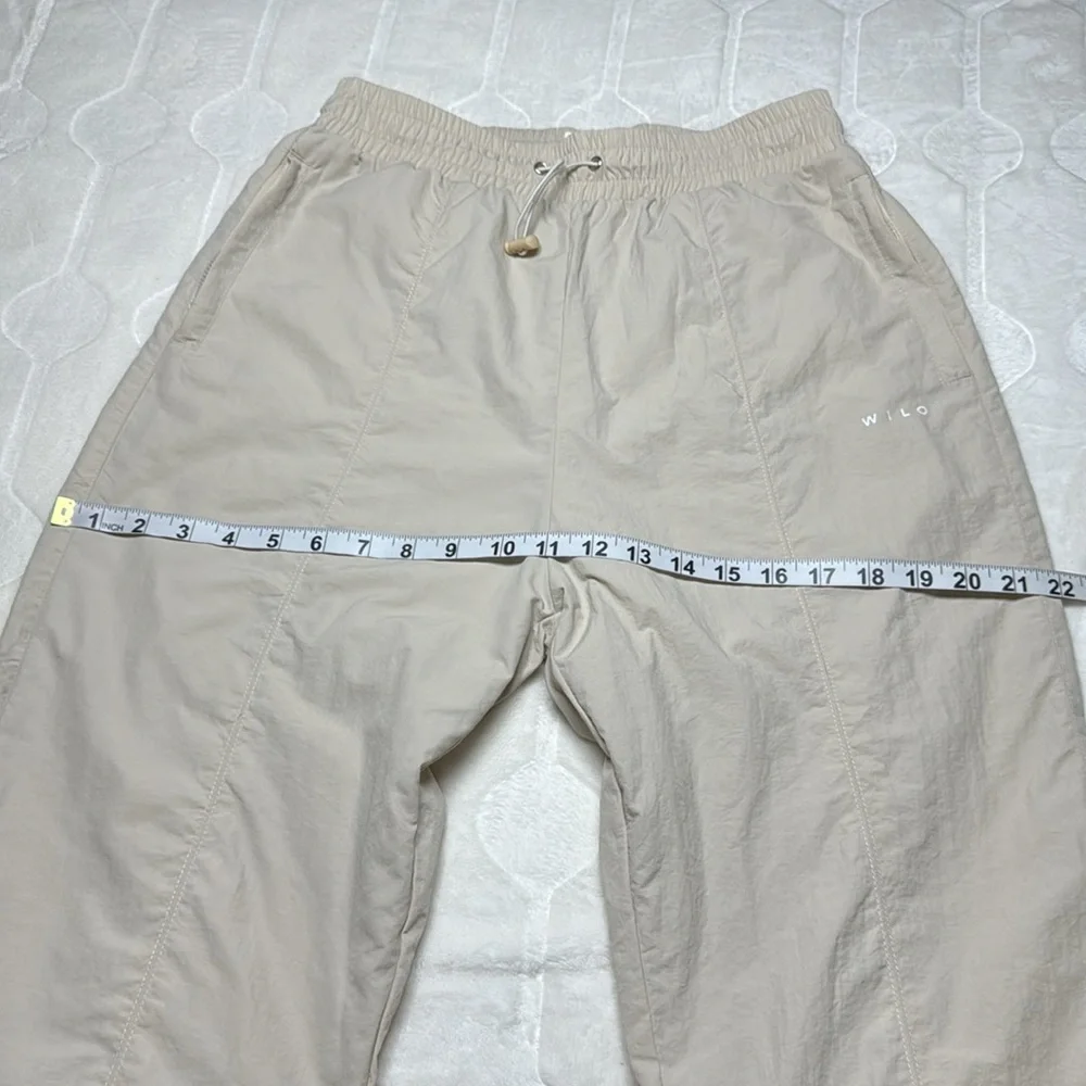 Wilo The‎ Label Womens Tan Parachute Joggers Mesh Lined High Waist Pants Size S